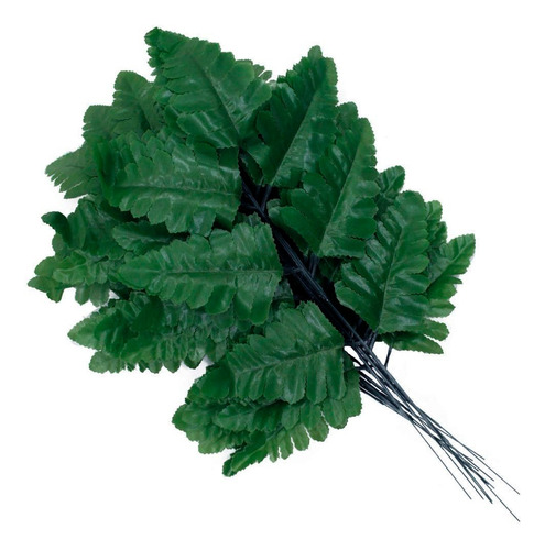 12 Galhos Samambaia Escura Folha Artificial Talo Verde 42cm