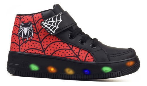 Tenis De Led Botinha Infantil Masculino Homem Aranha Origina