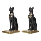 Exquisita Estantería De Resina Con Escultura De Gato Egipcio