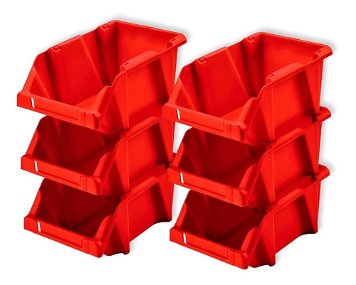 Set 6 Cajas Organizadoras Apilables Roja Gaveta Etiquetable