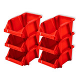 Set 6 Cajas Organizadoras Apilables Roja Gaveta Etiquetable