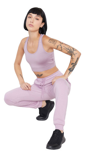 Buzo Mujer Deportivo Jogger Lila Corona