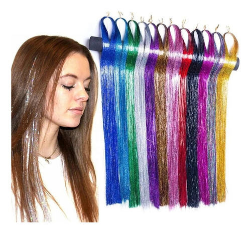 Kit De 12 Colores Brillantes Para Extensiones De Cabello Con