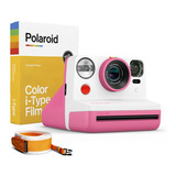 Kit Polaroid Now + Color I-type (8 Exp) + Correa Naranja Color Rosa