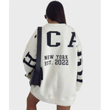 Buzo Oversize Chicago Hoodie Mujer Maxibuzo Moda Tendencia 