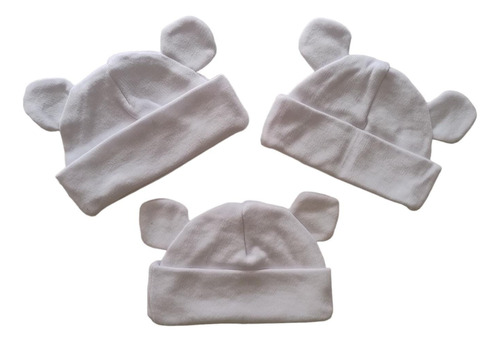 Gorros Para Bebés En Algodón Con Orejas * Set X 3 Unidades