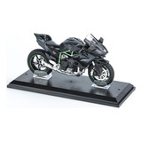 Motocicleta H2r En Miniatura De Metal Con Luz Y Sonido 1:12 Color Negro