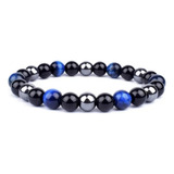 Pulsera Triple Protección Ojo Tigre Azul Regalo Yoga Mantras