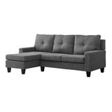 Sala Haelynn  Seat Lino Gris Derecha Sofa Salas Sillones 