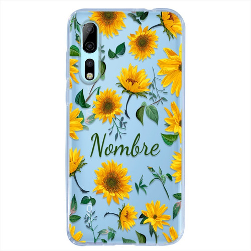 Funda Zte Blade Flores Girasoles Personalizada Con Tu Nombre