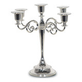 Candelabro De Metal Plateado De 5 Velas, Portavelas De 10.6