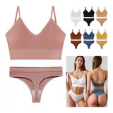 Set De Ropa Interior Elatizada Bralette Y Colaless P/ Mujer