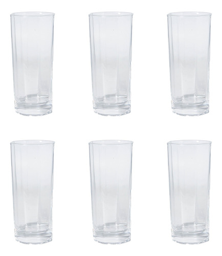 Vasos De Vidrio Alto Agua Coctel Bebidas 275ml Octogonal Color Transparente