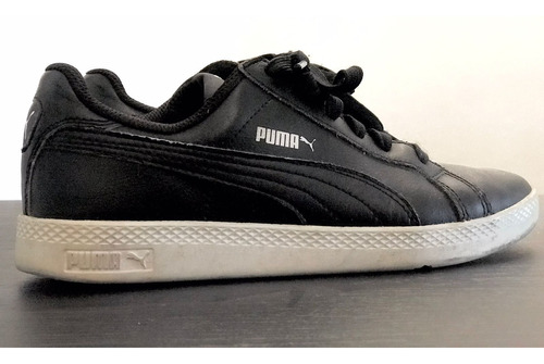 Puma Smash Leather, Cuero Negras Como Nuevas!