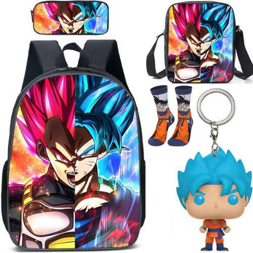 Juego De 5 Llaveros+mochila Son Goku Super Saiyan