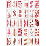 Adesivo Tatuagem Halloween Sangue Assustador Carnaval 120pcs