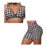 Conjunto Short Empina Bumbum + Top Pied De Poule Moving