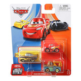 Cars Disney Pixar Mini Racers Mc Queen Mater Y Ramón Dorado