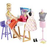 Barbie Diseñadora Con Maquina De Coser Ropa Y Accesorios