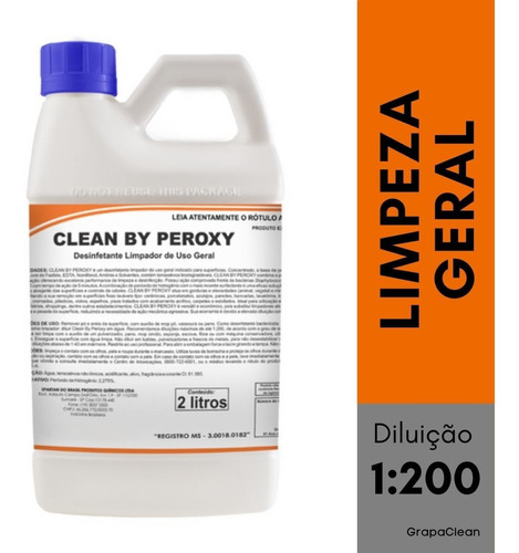 Limpador Concentrado Uso Geral Clean By Peroxy 2 Litros