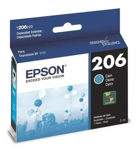 Cartucho Epson T206 Cyan Original Tinta 2 Ml T206220-al 