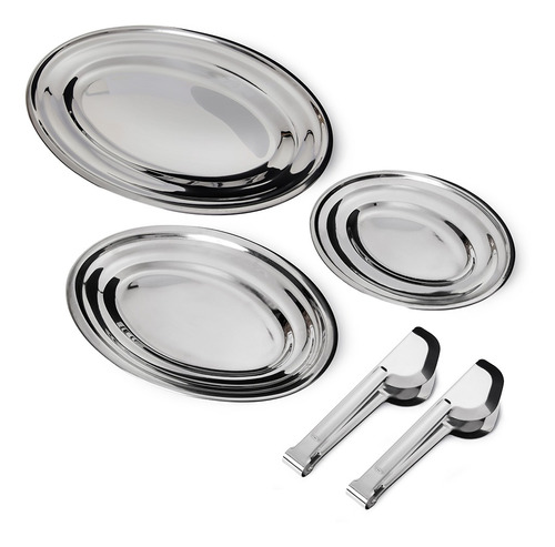 Conjunto De Travessas E Pegadores 5 Peças Inox Gourmet Mix