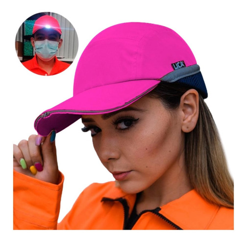 Gorra De Seguridad Luz Led Reflejante Semi Casco Protección 