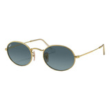 Óculos De Sol Ray-ban Round Oval Large Armação De Metal Cor Polished Gold, Lente Blue De Cristal Degradada, Haste Polished Gold De Metal - Rb3547