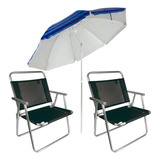 2 Cadeiras Oversize 140kg + Guarda Sol 2,40m Aluminio Mor