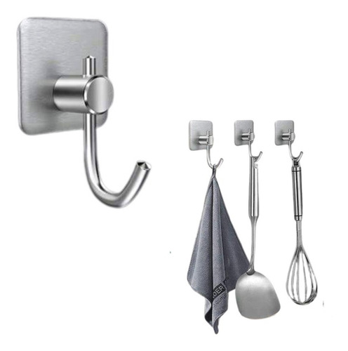 Perchero Gancho Percha De Pegar Cromo Inoxidable Baño Cocina