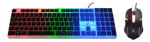 Kit Gamer Teclado + Mouse Rgb Com Fio Semi Mecânico Abnt2