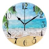 Zoeo - Reloj De Pared Redondo Con Diseo De Palmeras Hawaiana