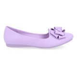 Ballerina Casual Vazza Color Lila Decorado Moño Para Mujer