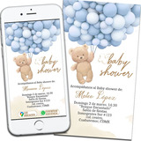 Invitación Digital Interactiva Baby Shower Osito Azul