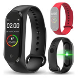 Reloj Inteligente Smartwatch Smartband M4 New + 2 Mallas ! Color De La Caja Caja Negra Color De La Malla Malla Roja + Malla Negra