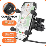 Suporte Celular Moto Garra X Com Carregador Usb Universal