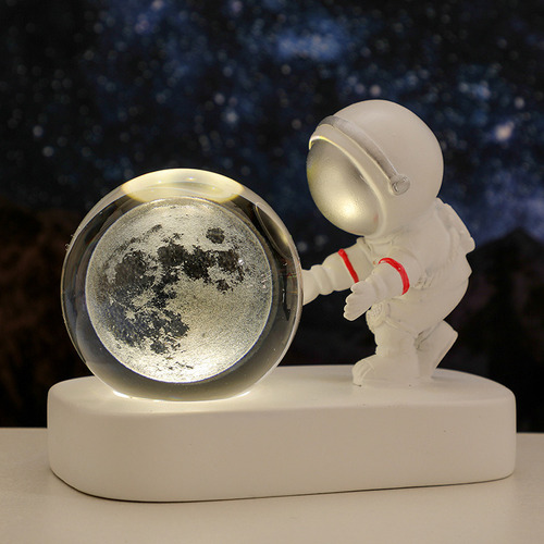 Decoración De Luz Nocturna Con Bola De Cristal De Astronauta