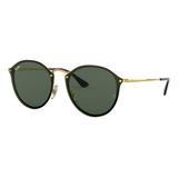 Óculos De Sol Ray-ban Round Blaze Standard Armação De Metal Cor Polished Gold, Lente Green De Plástico Clássica, Haste Polished Gold De Metal - Rb3574n