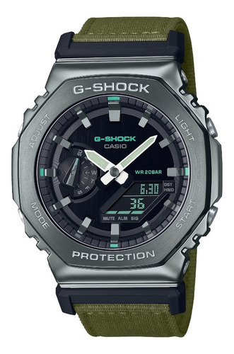 Reloj Casio G-shock Metal Hombre Color De La Correa Verde Color Del Bisel Gris Color Del Fondo Negro