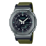 Reloj Casio G-shock Metal Hombre Color De La Correa Verde Color Del Bisel Gris Color Del Fondo Negro