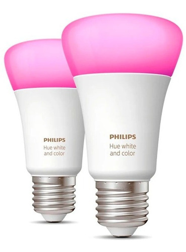 Philips Hue Lampara Led Rgb E27 Color 9w 1100 Lm Pack X2