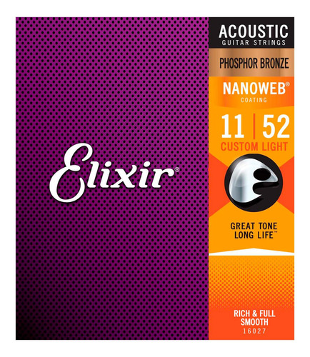 Cuerdas Elixir 16027 Phosphore Bronze Calibre 011-052