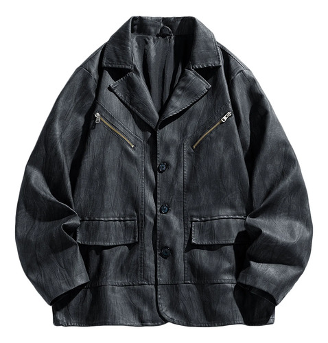 Chaqueta En V Para Hombre, Casual, Casual, Lisa, Con Cierre