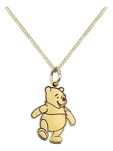 Dije Y Cadena Winnie The Pooh  Baño Oro 24k Plata 925 Envio