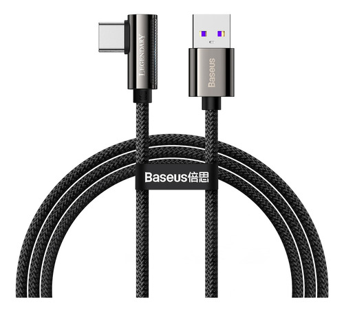 Cable Baseus Usb-a / Usb-c ( Acodado ) Carga Rapida 66w  1m Negro