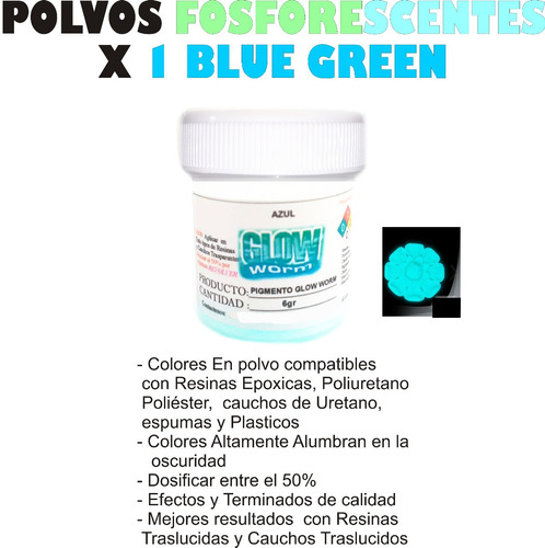 Pigmentos Fosforescentes Glow Worm X 6gr Resina Epoxica Azul