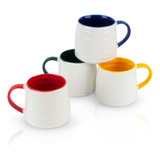 Set X4 Jarros Tazas De Cerámica Con Blanco Colores Surtidos