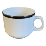 Taza De Te Porcelana Tsuji 450 Blanca Borde Color Rojo Negro