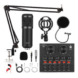 Kit Micrófono Condensador + Tarjeta Sonido + 9 Accesorios 