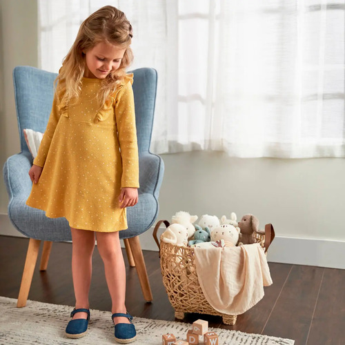 Vestido Gerber Amarillo Niña Algodón Cómodo Verano